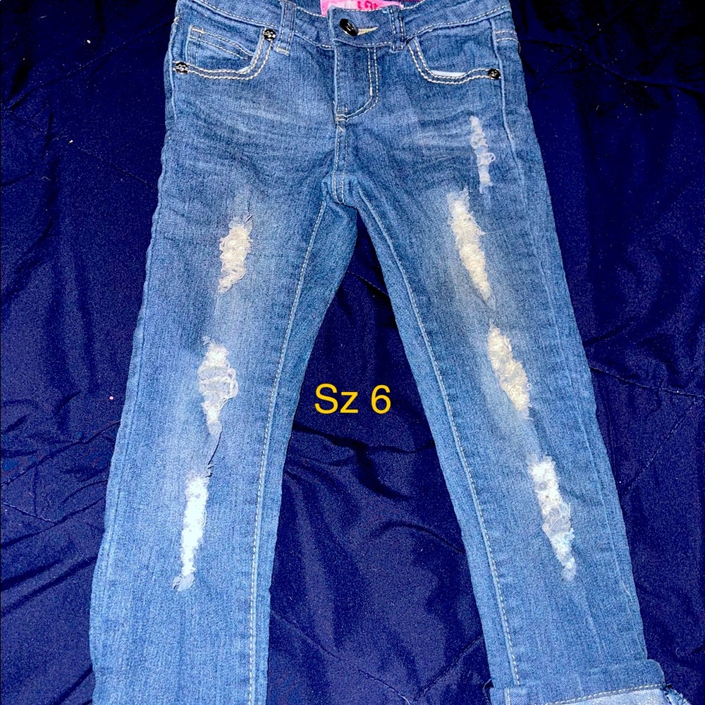 Botique Pink Latte Distressed Stretch Jeans